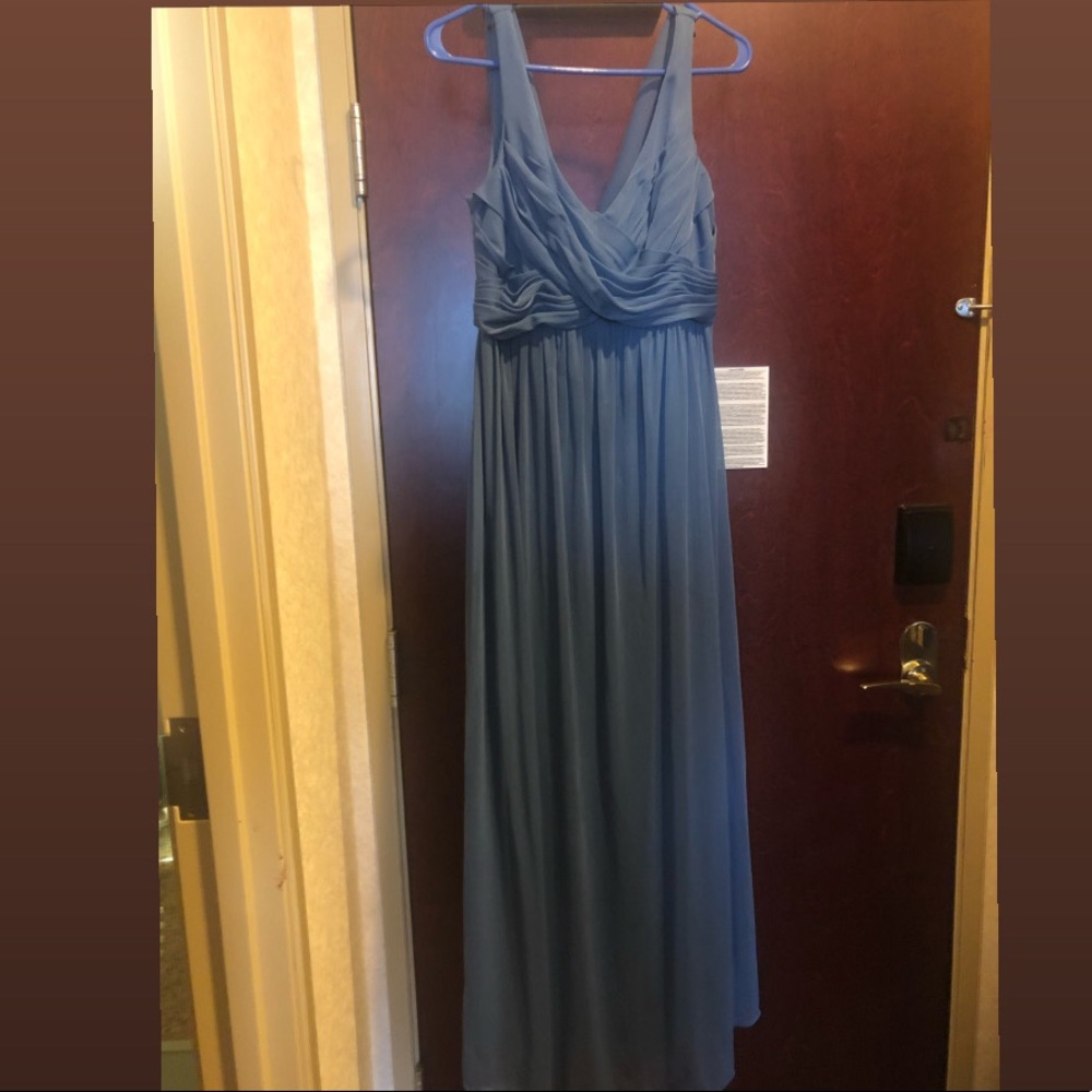 Steel Blue long mesh cowl back dress sz 8